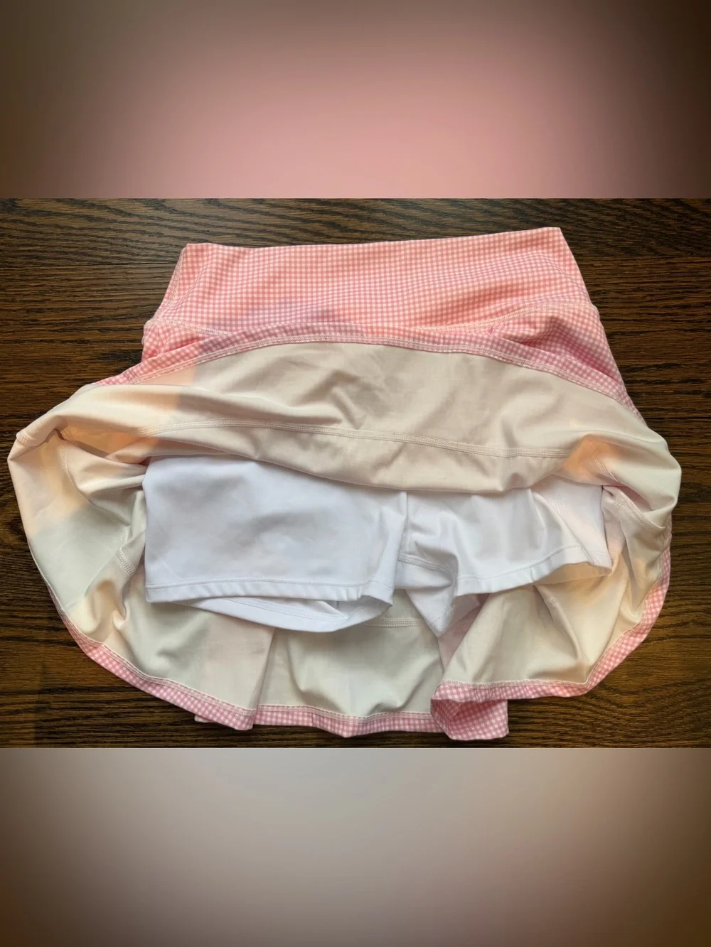 Altar'd State Pink Gingham Tiered Mini Skirt